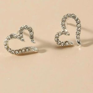 Vicki Woman’s CZ Silver Open Heart Earrings